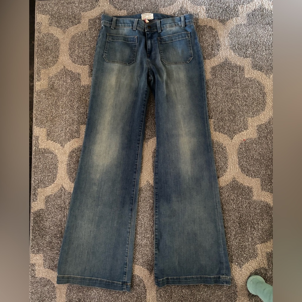 Current/Elliott The Navy Pant in Frontier Blue | Wide Leg Size 0/30